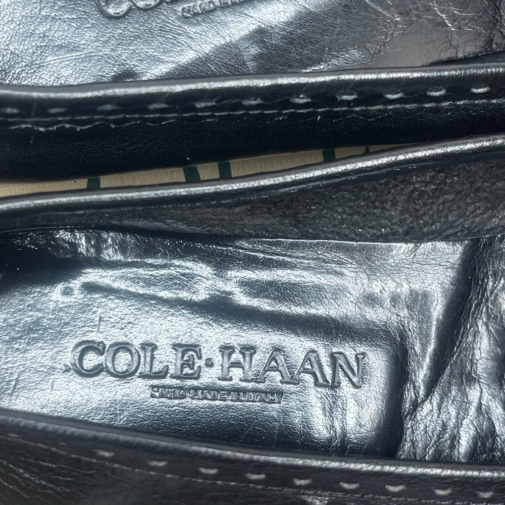 Vintage Italy‎ Cole Haan Suzette Black Leather Woven Loafers Flats Womens 5.5 M